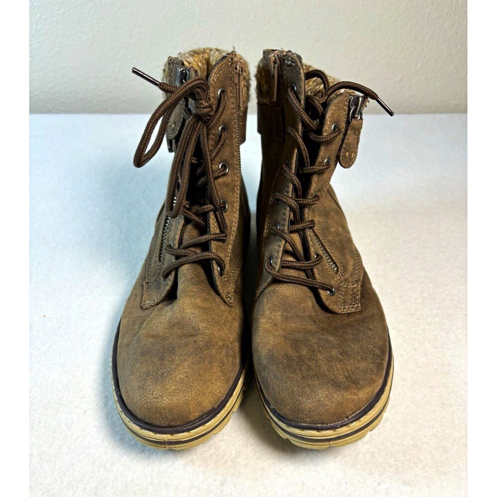Cliffs by White Mountain Kelsie Brown Lace-Up Ankle Bootie Buckle Zip Lined 6.5M